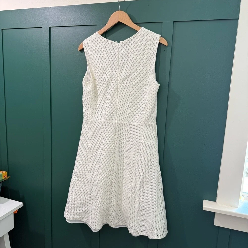 Tory Burch White Sleeveless Eyelet Flare Dress